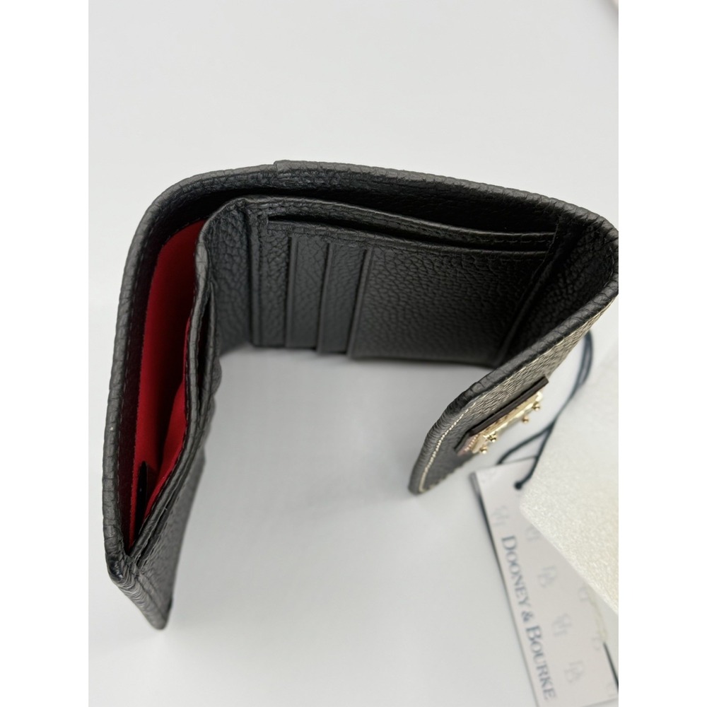 Dooney & Bourke Black Pebble Grain Small Flap Credit Card Wallet - Picture 4 of 6